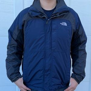 Blue and gray men’s two layer winter coat.